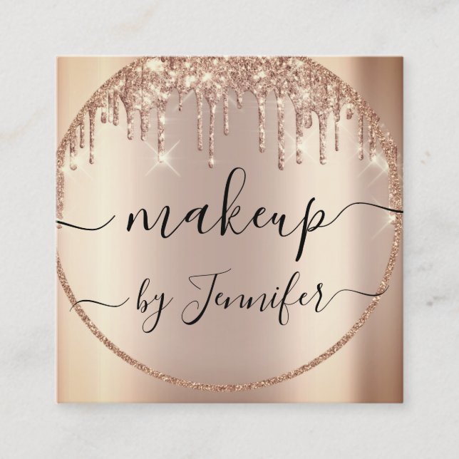 Professional  Drips 6 Punches Custom Logo Lashes Square Business Card (Front)