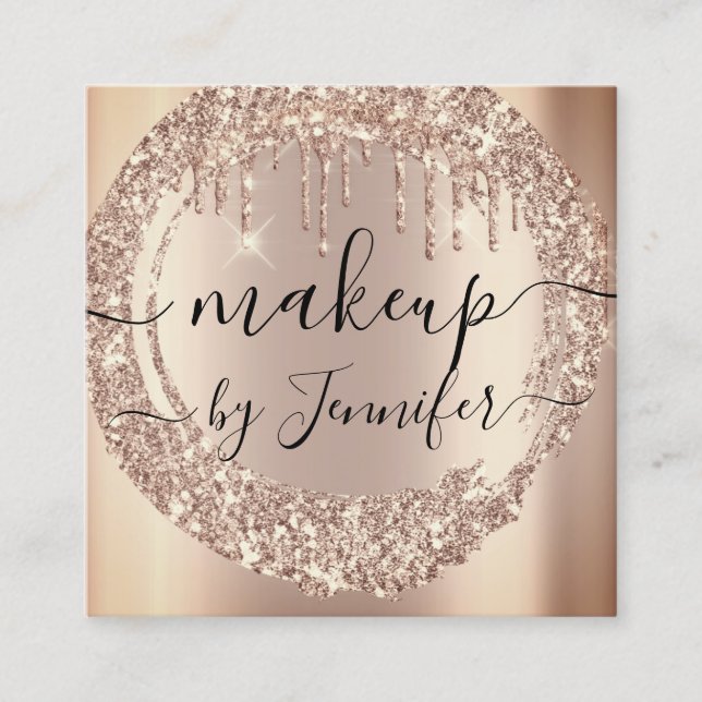 Professional  Drips 6 Punches Custom Logo Rose Square Business Card (Front)