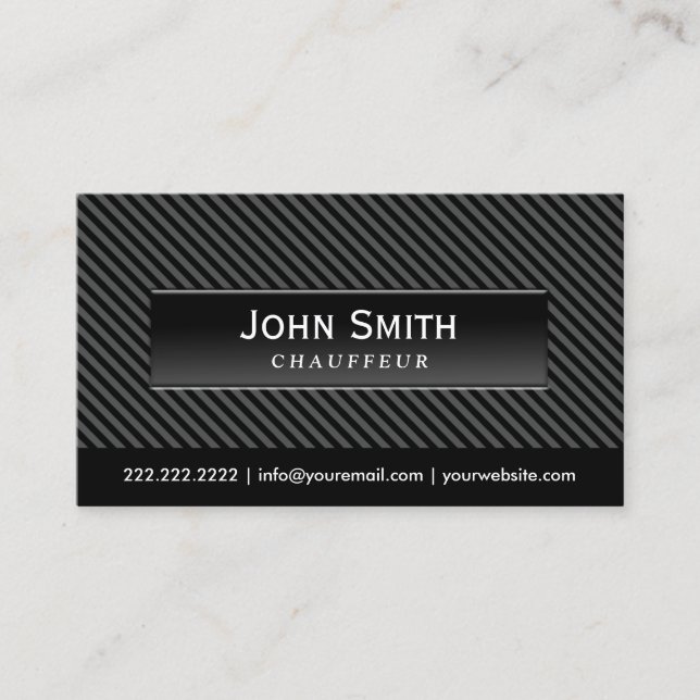 Professional Driver Cool Black Stripes Chauffeur  Business Card (Front)