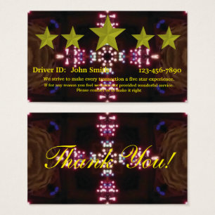 Professional Driver five star rating feedback card