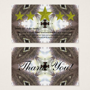 Professional Driver five star rating feedback card