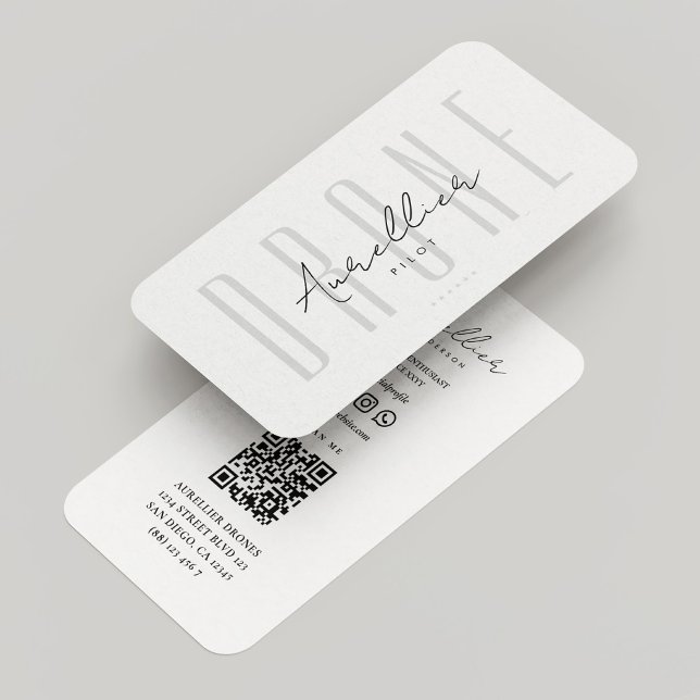 Professional Drone Operator Minimal White Modern Business Card (Professional Drone Operator Minimal White Modern Business Card
)