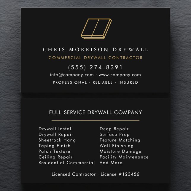 Professional Drywall Contractor Business Card (Creator Uploaded)