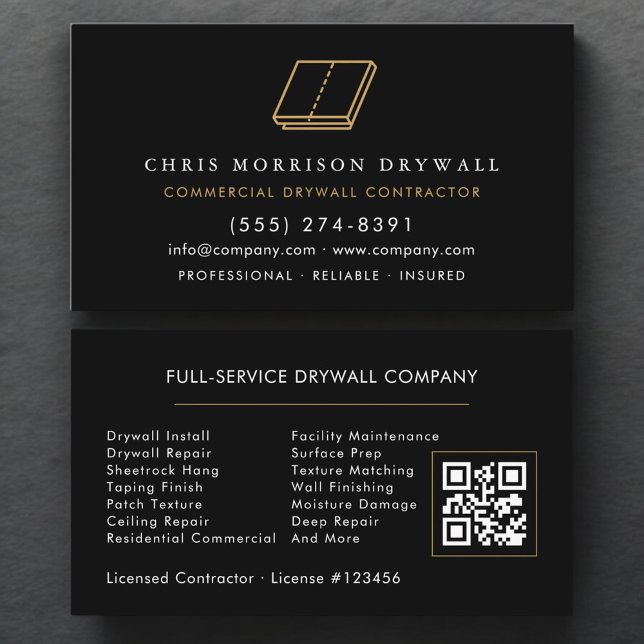Professional Drywall Contractor QR Code Business Card (Creator Uploaded)