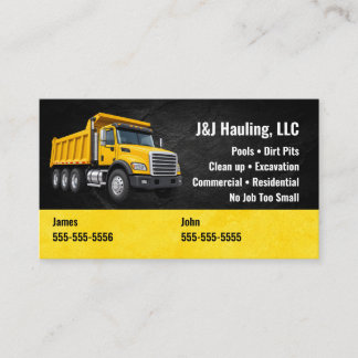 Professional Dump Truck Driver Business Card