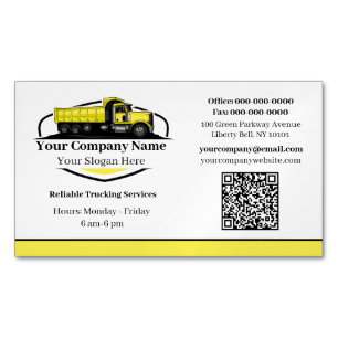 Professional Dump Truck Hauling Company QR Code Magnetic Business Card