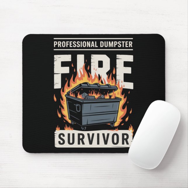 Professional Dumpster Fire Survivor Funny Work  Mouse Mat (With Mouse)