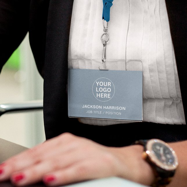Professional Dusty Blue Company Logo ID ID Badge (Creator Uploaded)