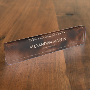 Professional Earth Tone Brown Name Title Office Nameplate