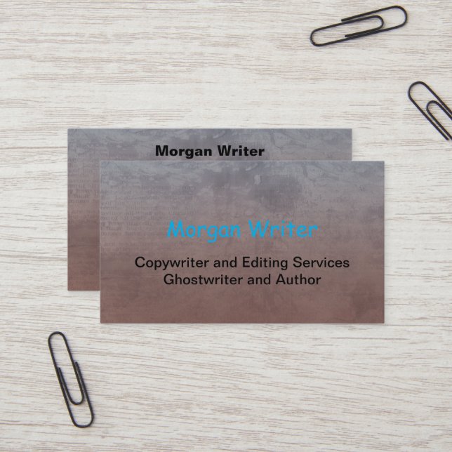 Professional Earthy Tint Abstract Freelance Writer Business Card (Front/Back In Situ)