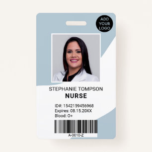 Professional editable blue nurse photo logo code ID badge