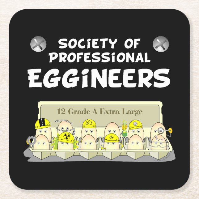 Professional Eggineers Square Paper Coaster (Front)