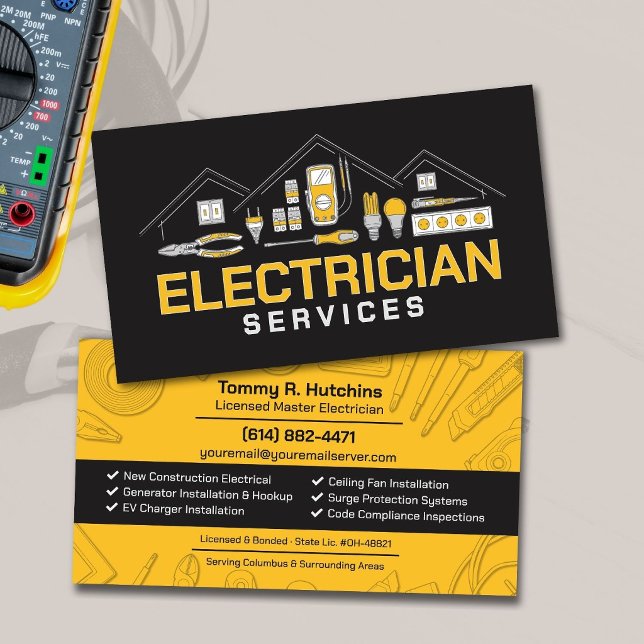Professional Electrical Contractor - Electrician Business Card (Creator Uploaded)