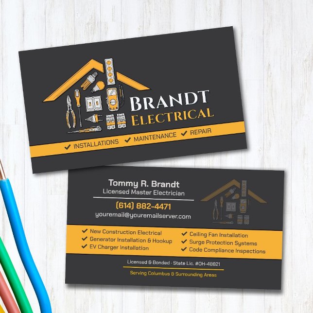 Professional Electrical Contractor - Electrician Business Card (Creator Uploaded)
