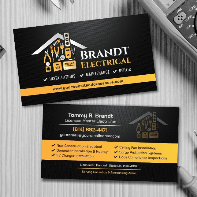 Professional Electrical Contractor - Electrician Business Card (Creator Uploaded)