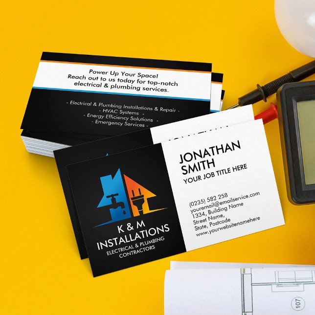 Professional Electrical & Plumbing Contractor Business Card (Creator Uploaded)