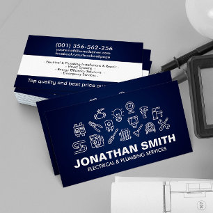 Professional Electrical & Plumbing Contractor Business Card