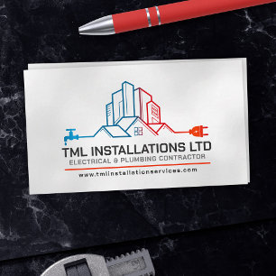 Professional Electrical & Plumbing Contractor Business Card
