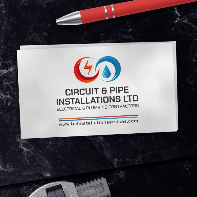 Professional Electrical & Plumbing Contractor  Business Card (Creator Uploaded)