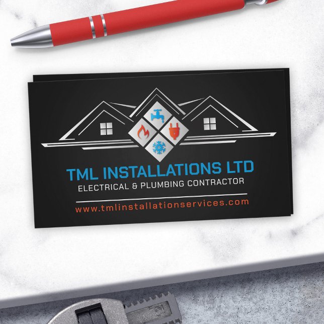 Professional Electrical & Plumbing Contractor  Business Card (Creator Uploaded)