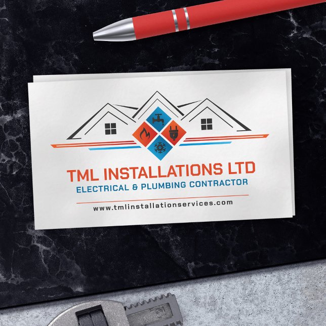 Professional Electrical & Plumbing Contractor  Business Card (Creator Uploaded)