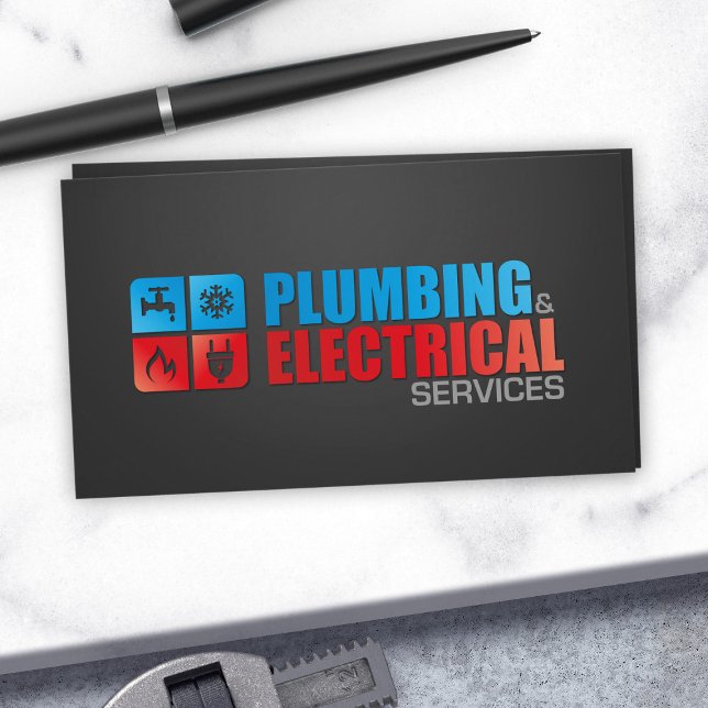 Professional Electrical & Plumbing Contractor  Business Card (Creator Uploaded)