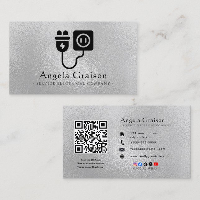 Professional Electrician Business Card (Front/Back)