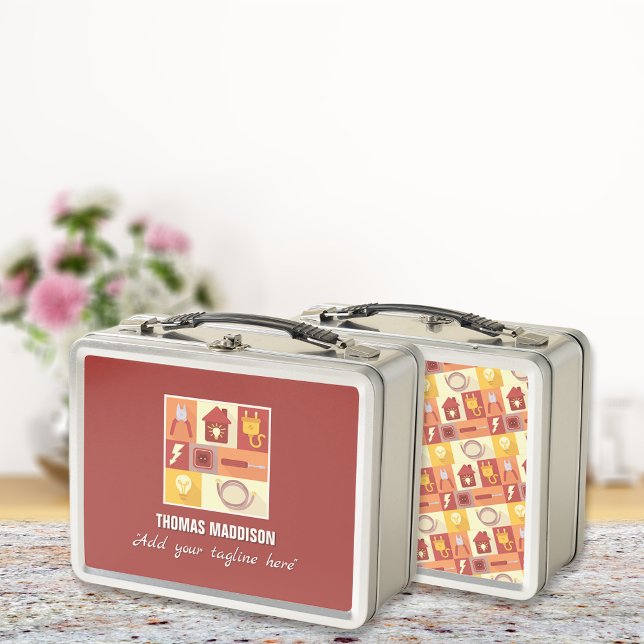 Professional Electrician Iconic Business Branding Metal Lunch Box (Creator Uploaded)