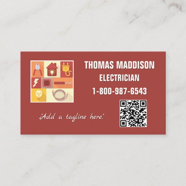 Professional Electrician Iconic Business Business Card (Front)