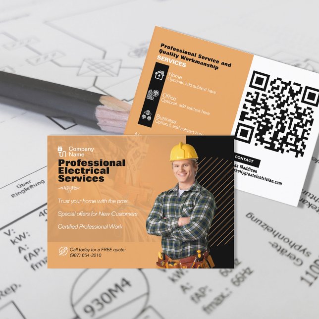 Professional Electrician Service Advertising  Business Card (Creator Uploaded)