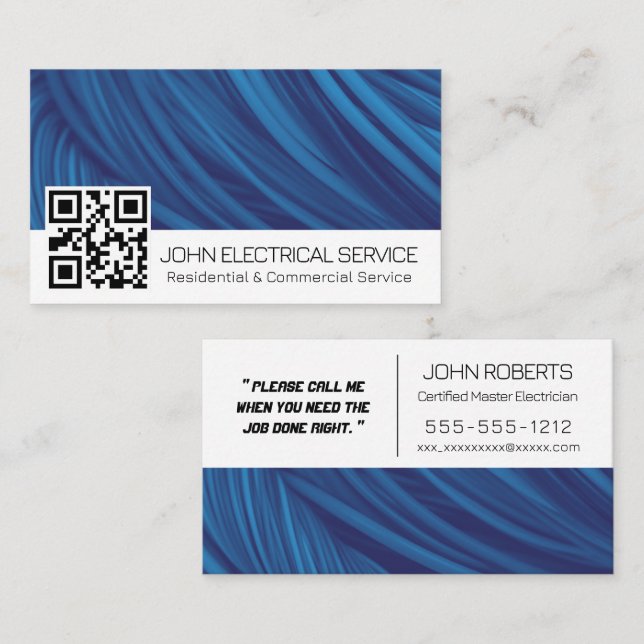 Professional Electrician with QR code Business Card (Front/Back)