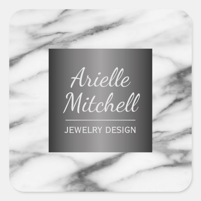 Professional Elegant Alabaster Marble Pattern Square Sticker (Front)