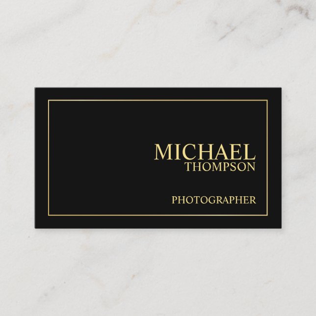 Professional Elegant Black and Gold Business Card (Front)