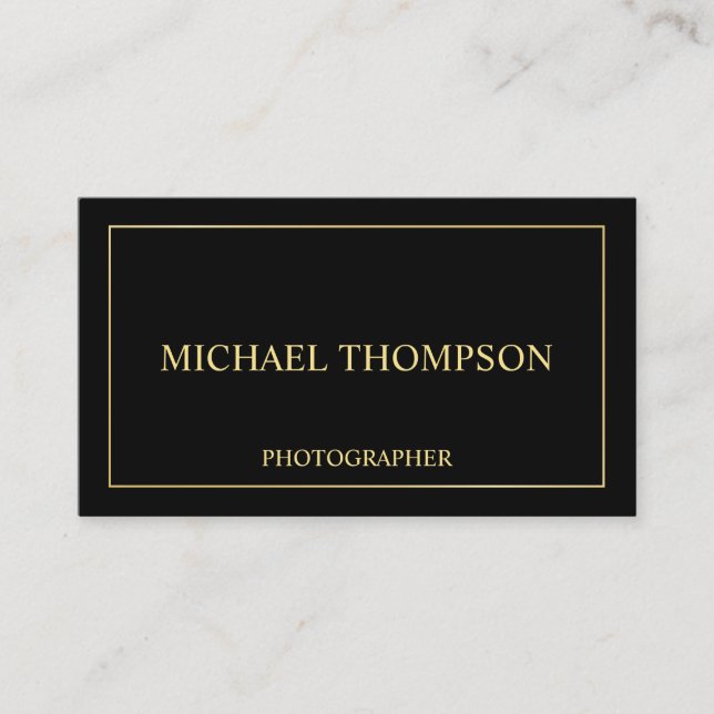 Professional Elegant Black and Gold Business Card (Front)