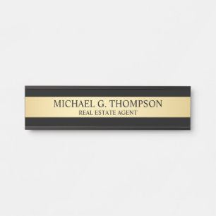 Professional Elegant Black and Gold Door Sign