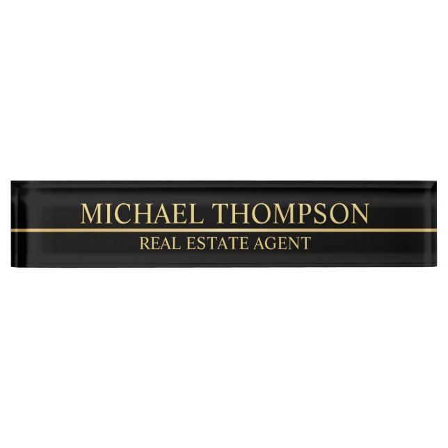 Professional Elegant Black and Gold Nameplate (Front)