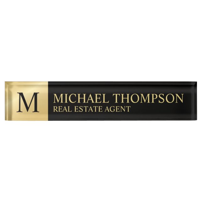 Professional Elegant Black and Gold Nameplate (Front)
