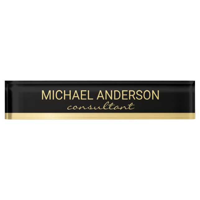 Professional Elegant Black and Gold Nameplate (Front)