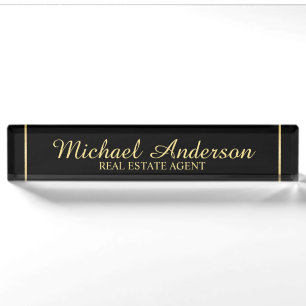 Professional Elegant Black and Gold Nameplate