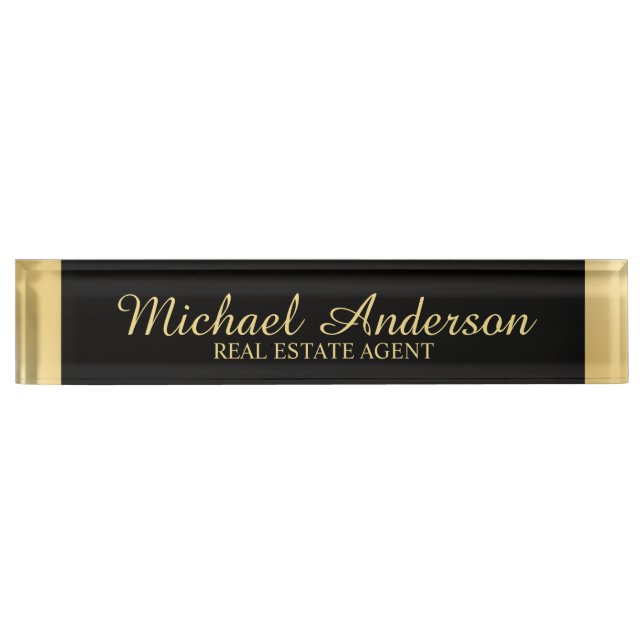 Professional Elegant Black and Gold Nameplate (Front)