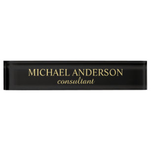 Professional Elegant Black and Gold Nameplate