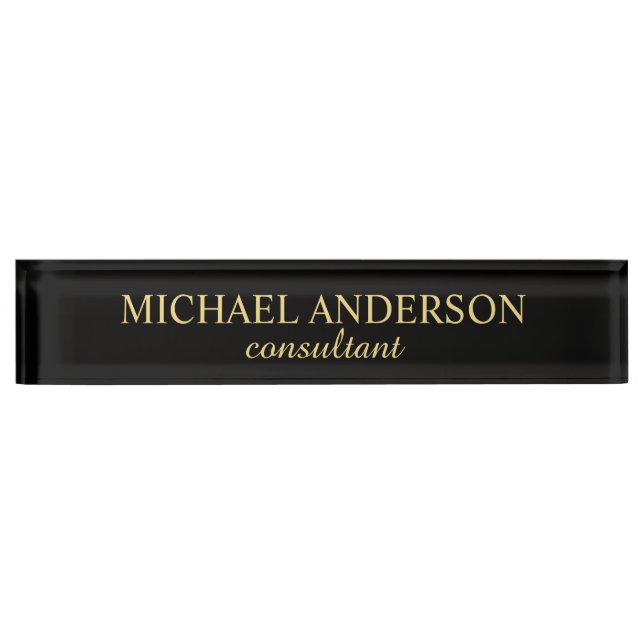Professional Elegant Black and Gold Nameplate (Front)