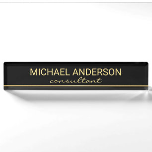 Professional Elegant Black and Gold Nameplate