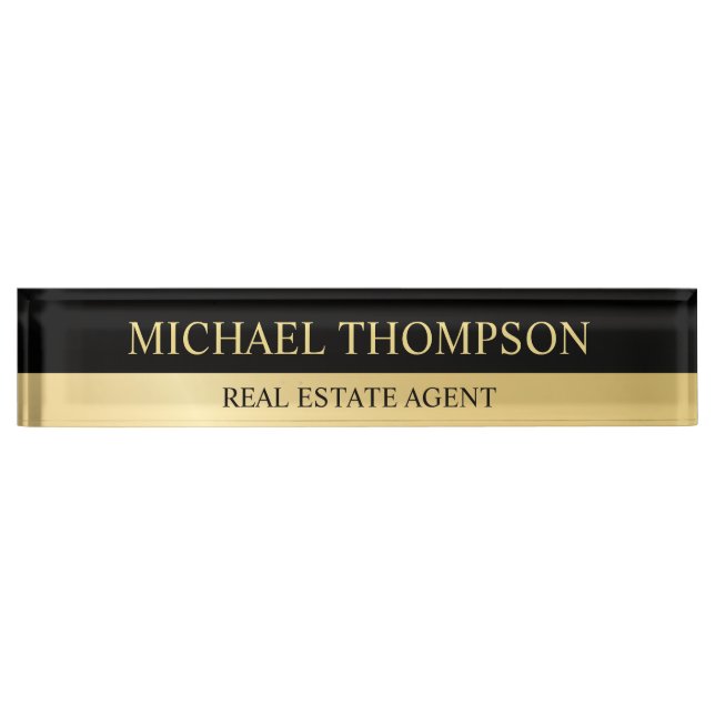 Professional Elegant Black and Gold Nameplate (Front)