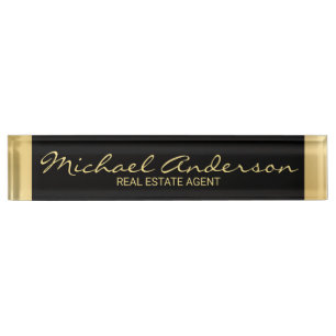 Professional Elegant Black and Gold Nameplate