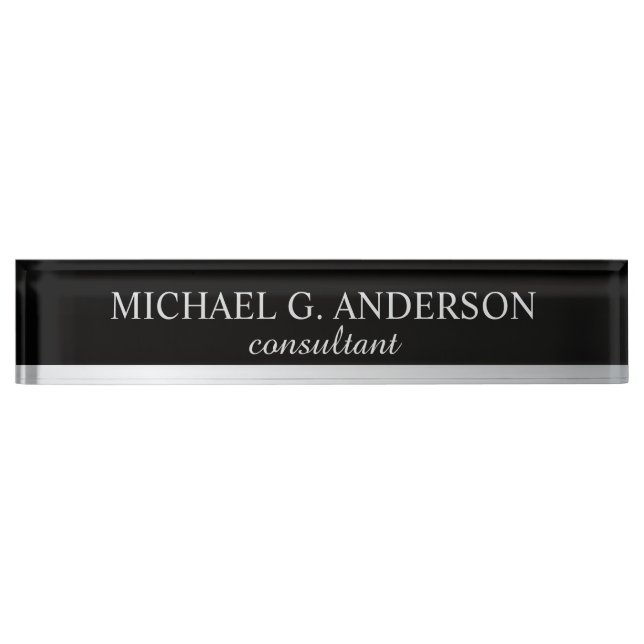 Professional Elegant Black and Silver Nameplate (Front)