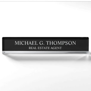 Professional Elegant Black and Silver Nameplate