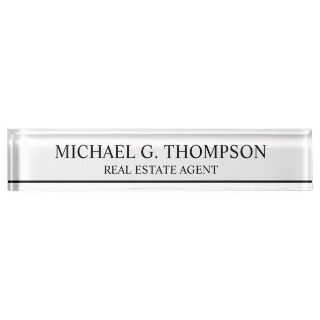 Professional Elegant Black and White Nameplate (Front)