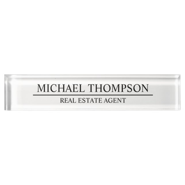 Professional Elegant Black and White Nameplate (Front)