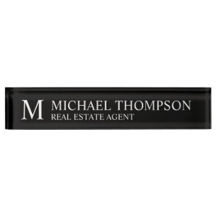 Professional Elegant Black and White Nameplate